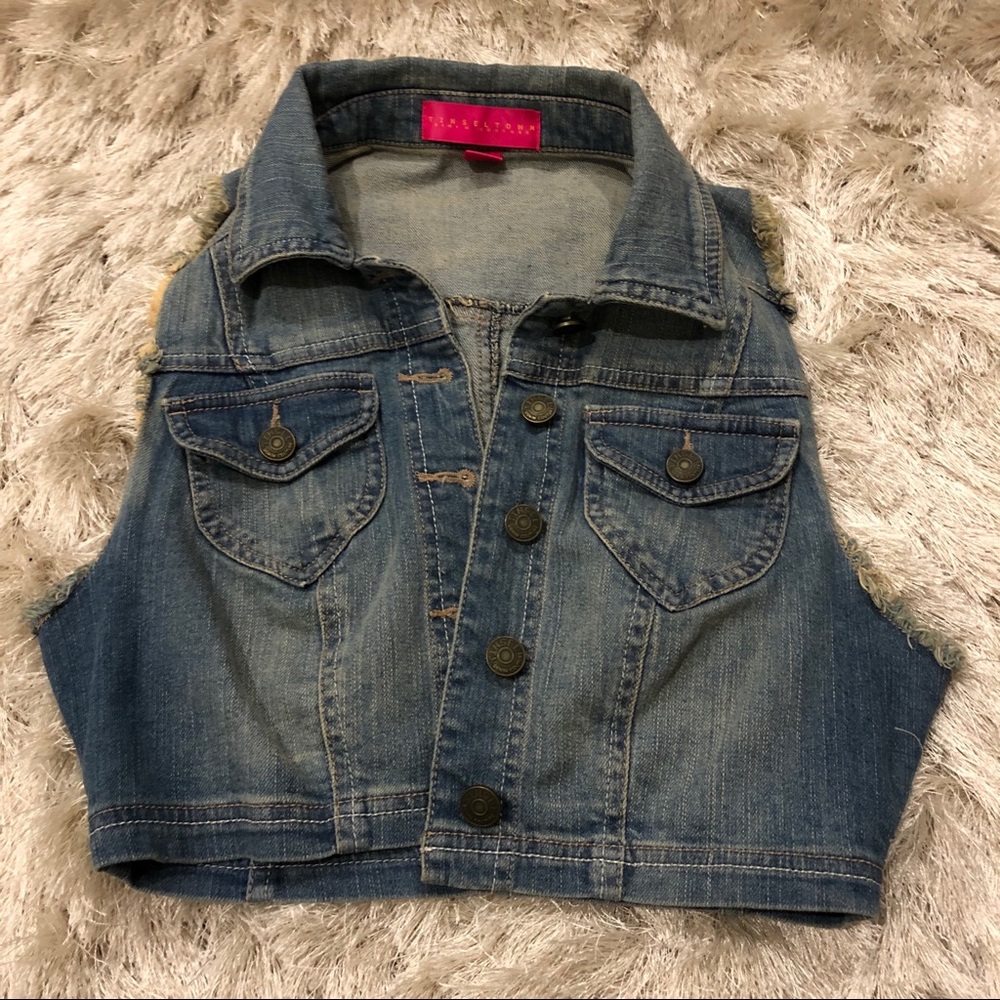 Cropped jean vest